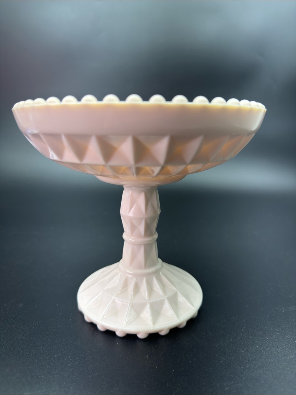 Vintage Jeanette Pink Milk Glass Compote
